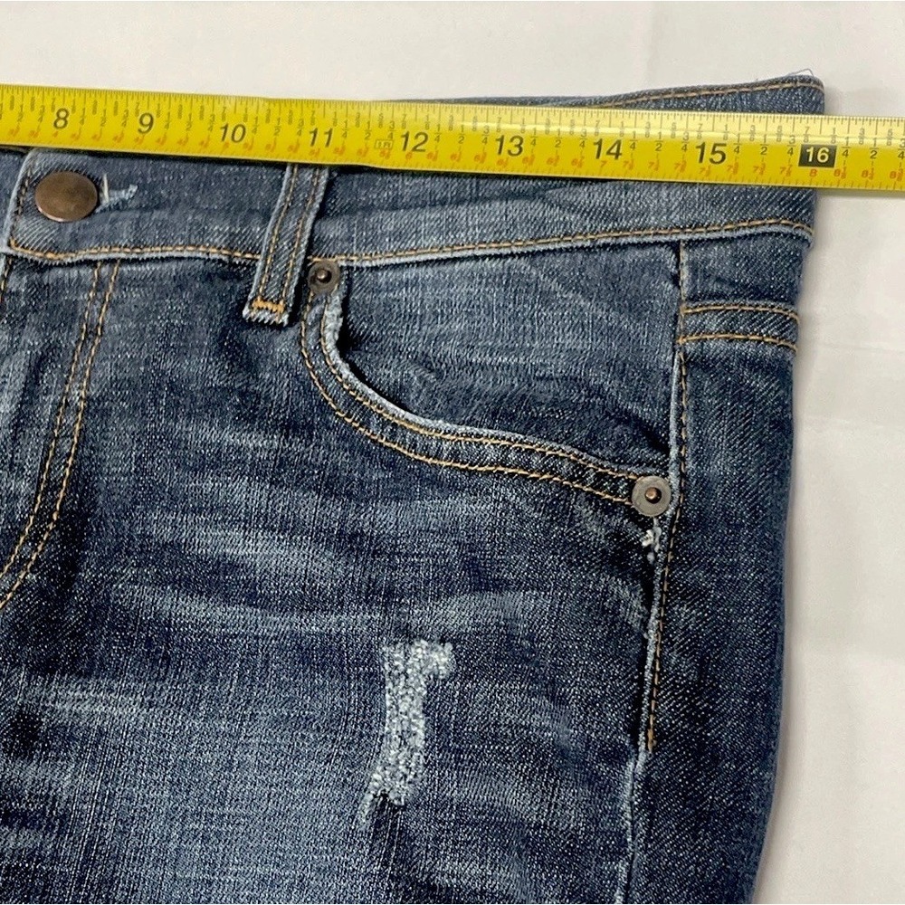 Arden B. Blue Denim Cropped Wide Leg Mid Rise Distressed Made In USA Women's 8 - Picture 7 of 8